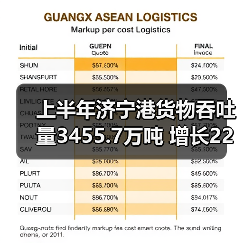 上半年济宁港货物吞吐量3455.7万吨 增长22%（图3）