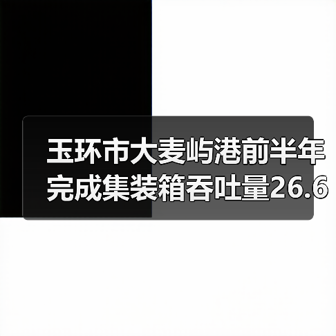 玉环市大麦屿港前半年完成集装箱吞吐量26.6万标箱 增长46.28%