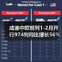 成渝中欧班列1-2月开行974列同比增长56%(图3) 成渝中欧班列1-2月开行974列同比增长56%(图3)